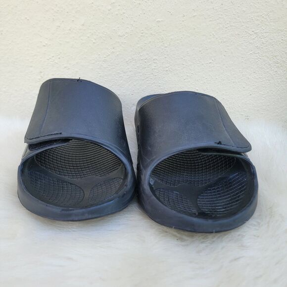 OOFOS OOahh Sport Flex Slide Sandals Mens 10 Womens 12 Matte Black Recovery - Picture 1 of 6